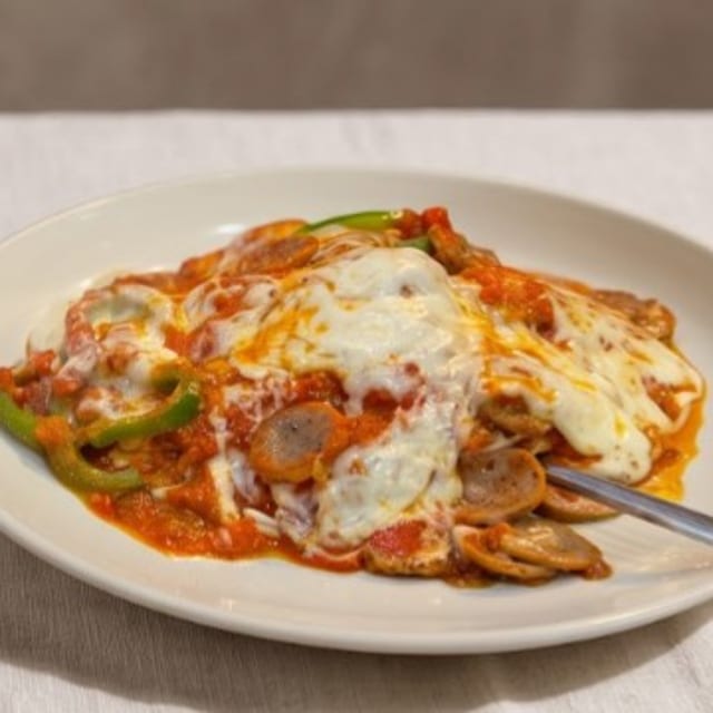 Sausage Pepper Parmigiana.